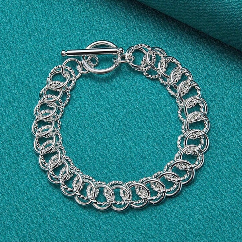 Sterling Silver Double-Link Toggle Bracelet - Silver